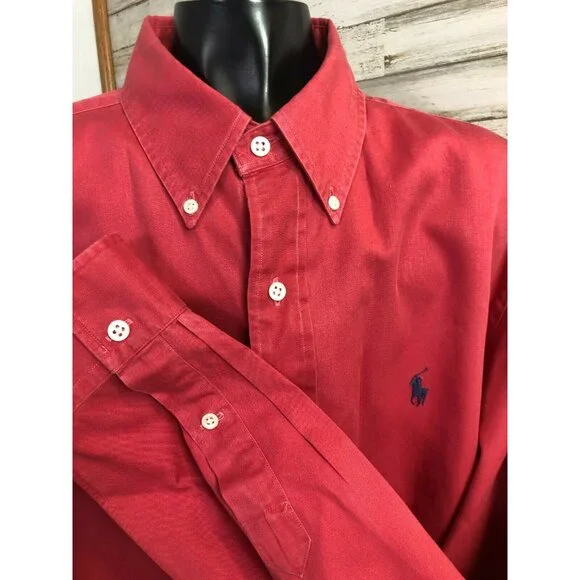 Ralph Lauren Polo Mens Rose Button Down Shirt 100% Cotton XL - Picture 2 of 5